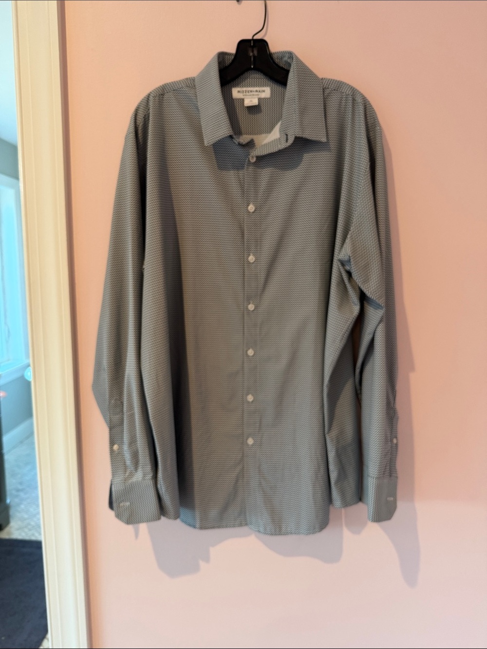 Button-Down Dress Shirt - Light Blue Microprint
